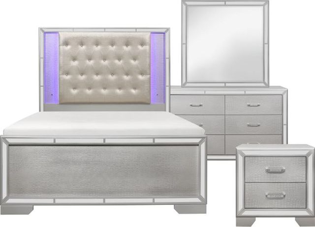 Homelegance® Aveline 4-Piece Silver Queen Panel Bed Set-0