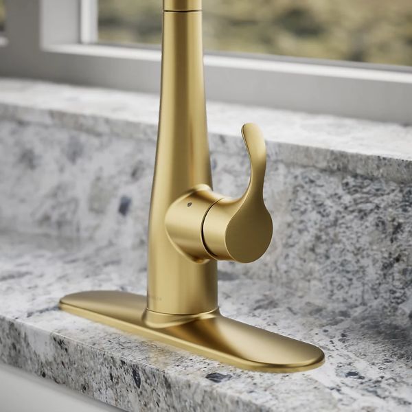 KOHLER® Simplice® Vibrant Brushed Moderne Brass Touchless Kitchen Sink Faucet with 3-Function Sprayhead-4