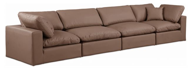 Meridian Furniture Comfy 4-Piece Brown Vegan Leather Modular Sofa-0