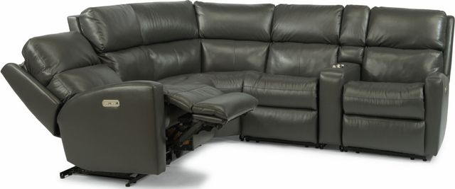 Flexsteel® Catalina Black Power Reclining Sectional with Power Headrests-1