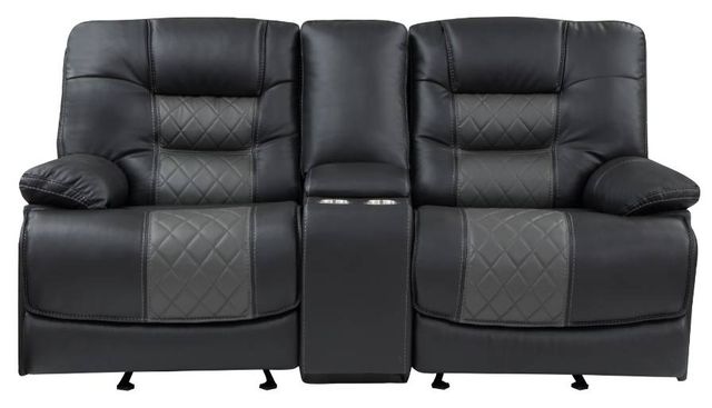 Homelegance® Fabian Dark Gray/Gray Double Glider Reclining Loveseat-2