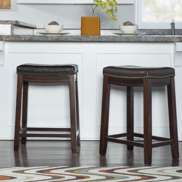 Linon Claridge 2-Piece Brown Counter Stool Set-1