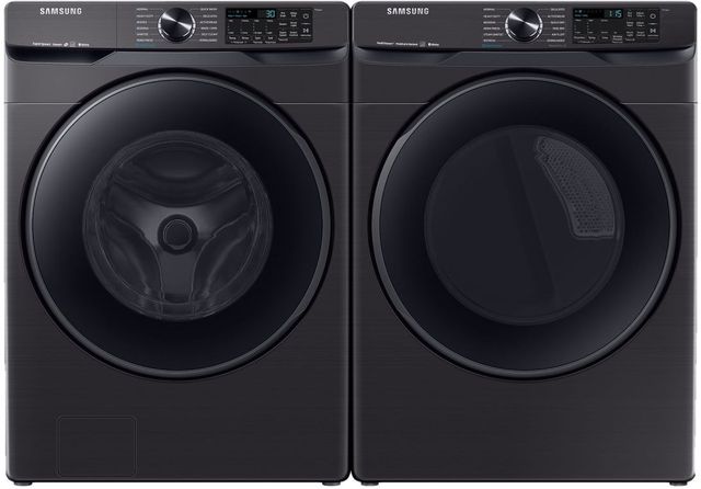 Samsung Fingerprint Resistant Black Stainless Steel Front Load Laundry Pair-0