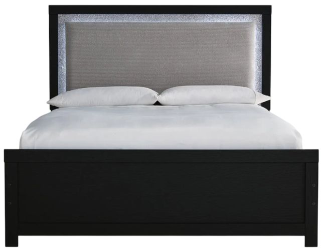 Signature Design by Ashley® Raechalla Black King Upholstered Panel Bed-2
