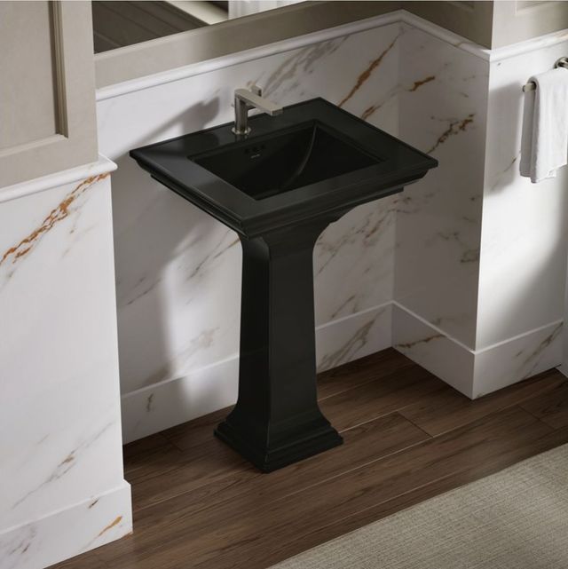 Kohler Memoirs® Stately Black 25" Rectangular Pedestal Bathroom Sink-2