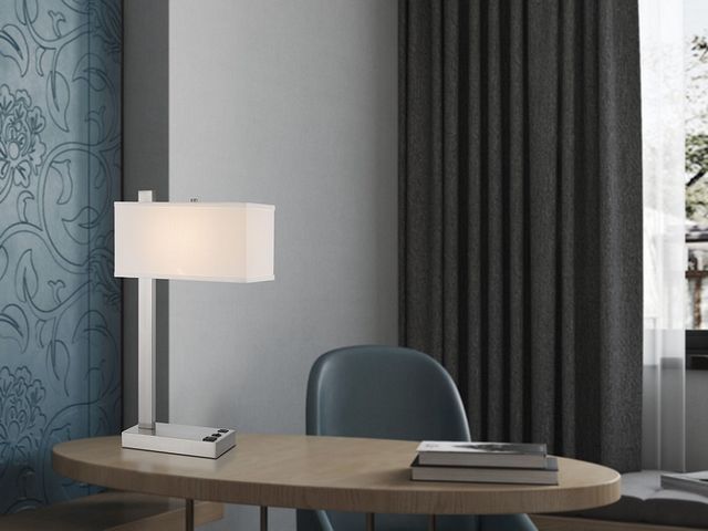 Cal® Lighting & Accessories Drancy Brushed Steel Table Lamp-1