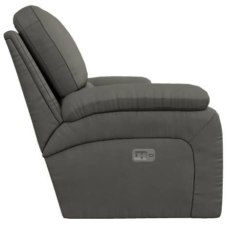 La-Z-Boy® Greyson Blue Grey Leather Power Reclining Loveseat with Console and Headrest-2