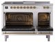 Ilve® Nostalgie II Noblesse 48'' Custom RAL Color Pro Style Dual Fuel Range with Brass Trim-1