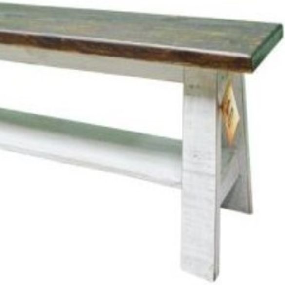 Million Dollar Rustic Weathered White Barn Bench-1