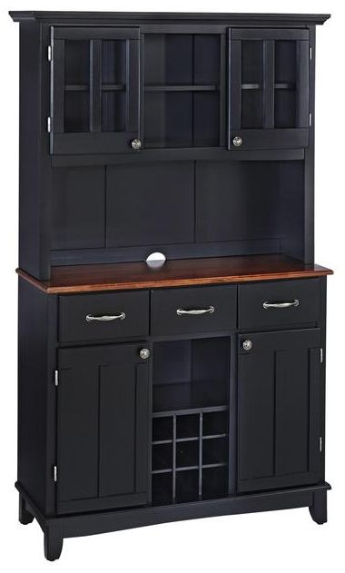 homestyles® Buffet Of Buffets Black/Medium Cherry Server with Hutch-0