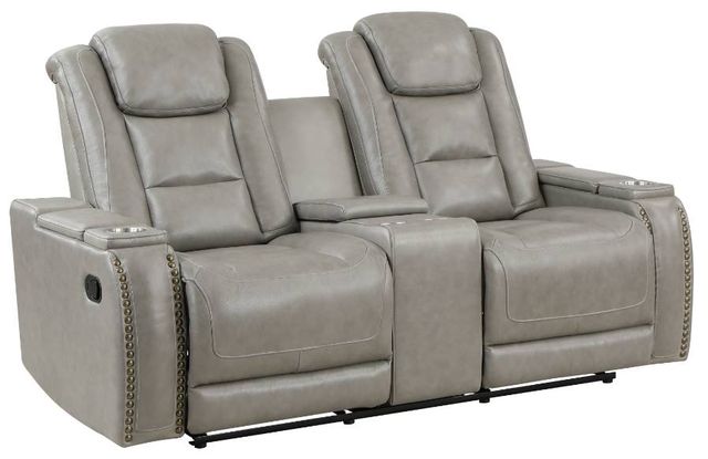 New Classic® Home Furnishings Breckenridge Light Gray Dual Manual Reclining Loveseat-0