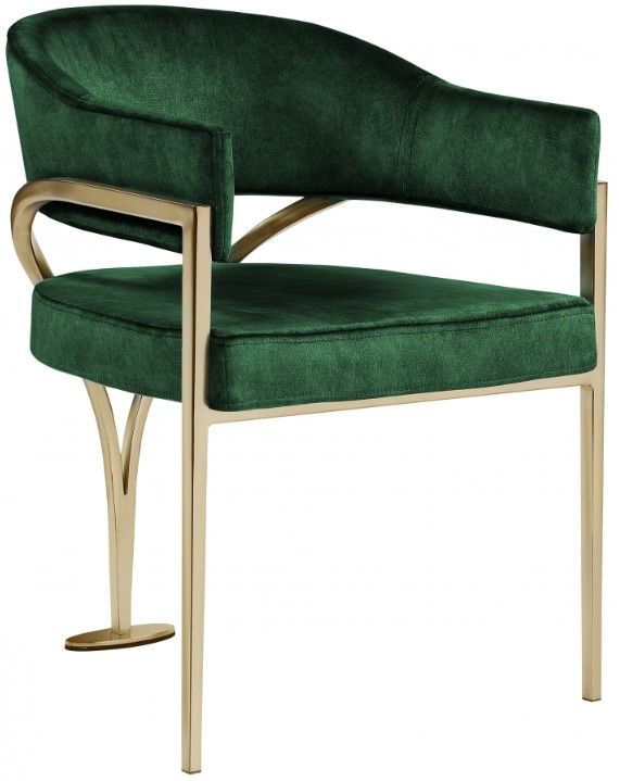 Meridian Furniture Madelyn Green/Brushed Brass Velvet Dining Chair-0