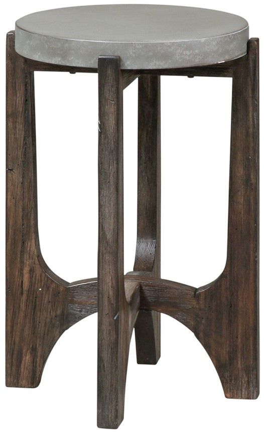 Liberty Furniture Cascade Gray Chairside Table with Wirebrush Rustic Brown Base-0