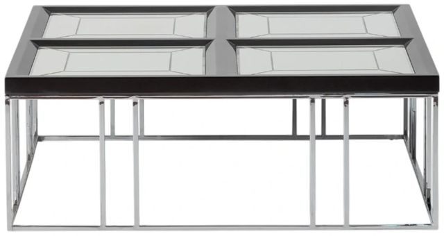 Michael Amini® Carmela Glossy Charcoal Sand Cocktail Table with Chrome Base-2