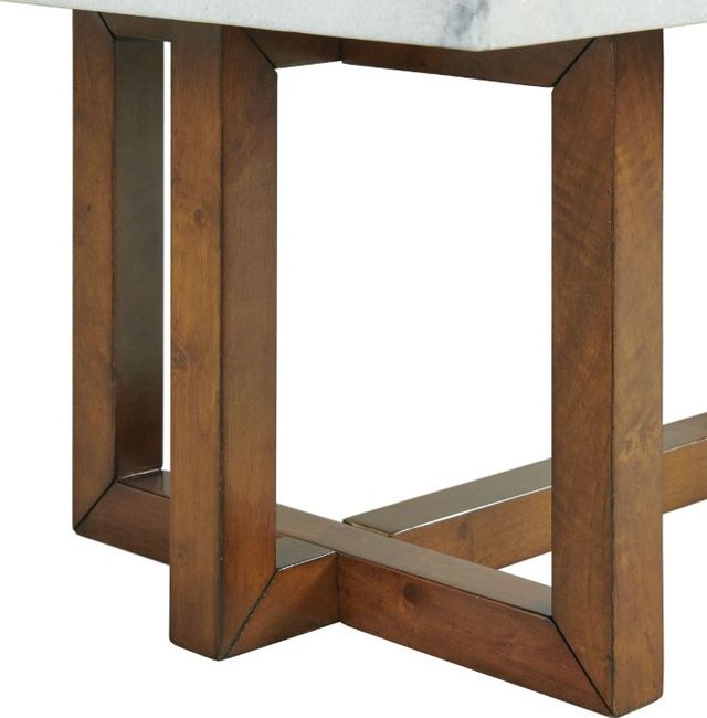 Elements International Morris Espresso End Table with White Marble Top-3