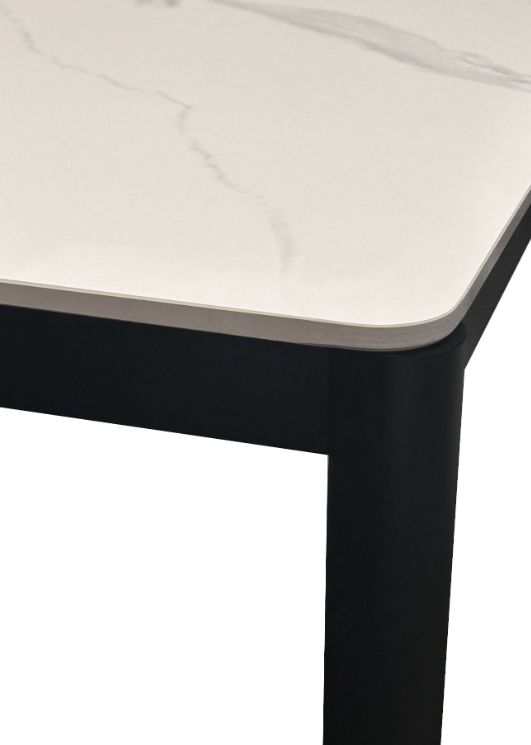 Cramco Marta White Sintered Stone Top 70" Dining Table with Matte Black Base-4