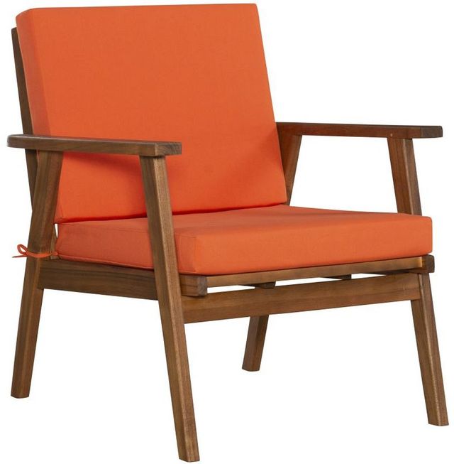 Linon Cosgrove 4-Piece Orange Fabric/Wooden Outdoor Patio Chat Set-2