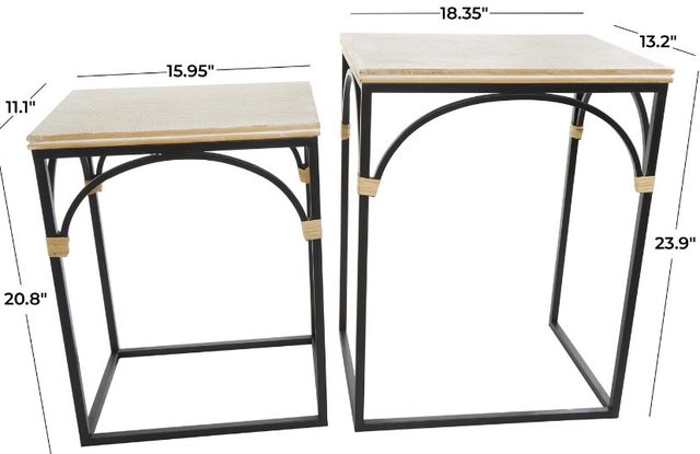 Deco Marche 2-Piece Beige/Black Side Table-3
