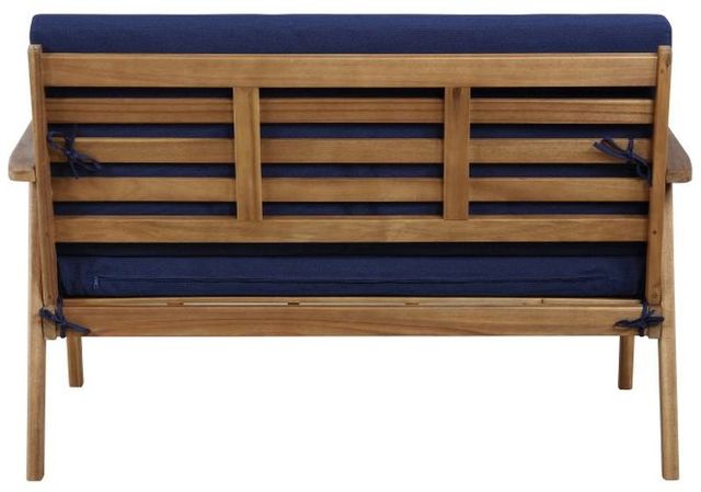 Linon Cosgrove 4-Piece Blue/Walnut Fabric/Wooden Outdoor Chat Table Set-3