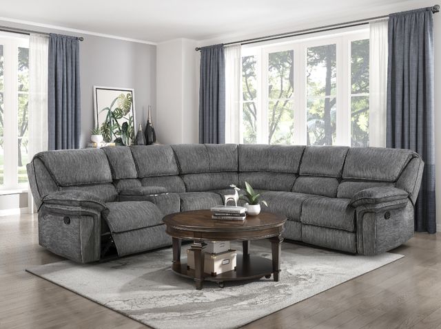 Homelegance® Muirfield 3-Piece Gray Manual Reclining Sectional with Left Console-1
