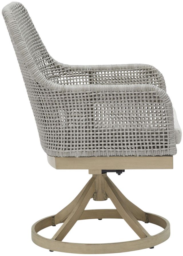 Signature Design by Ashley® Seton Creek 2-Piece Gray Aluminum/Resin Outdoor Dining Swivel Chair-4