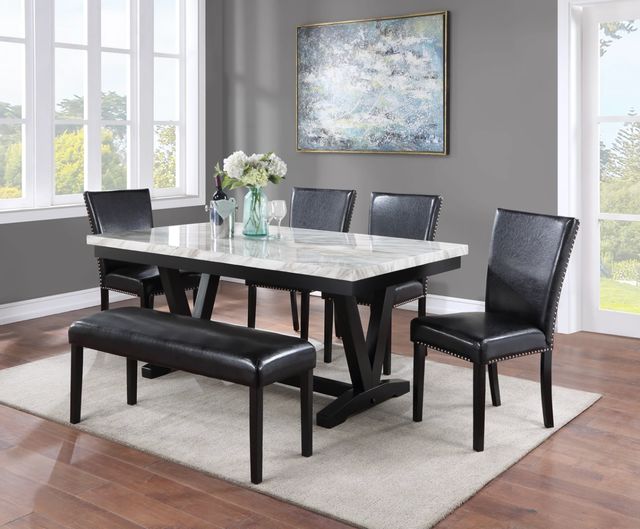 Crown Mark Tanner White Dining Table with Black Base-1
