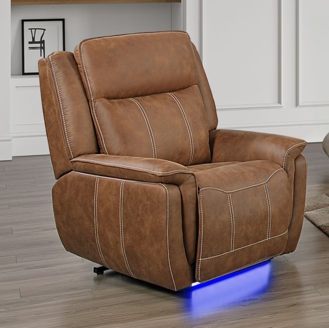 New Classic® Home Furnishings Kyra Saddle Power Auto Glider Recliner with Power Headrest and Footrest-1