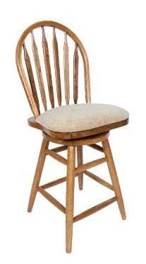 Allwood Furniture Group #53 24" Solid Oak Straight Leg Bar Stool with Pad-0