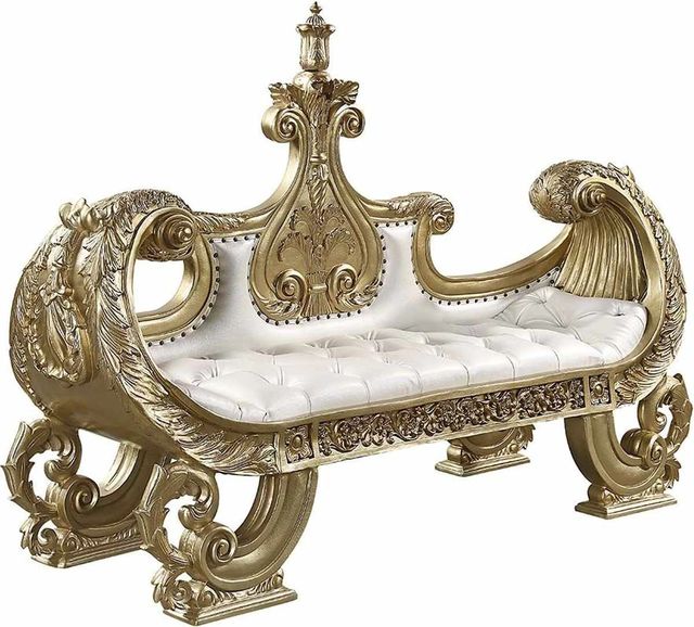 ACME Furniture Bernadette Gold/White Bench-0