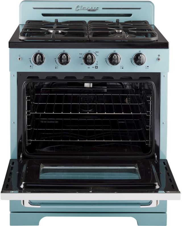 Unique® Appliances Classic Retro 30" Ocean Mist Turquoise Freestanding Natural Gas Range-1