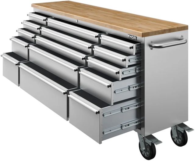 Thor Kitchen® 72" Stainless Steel 15-Drawer Mobile Work Bench-4