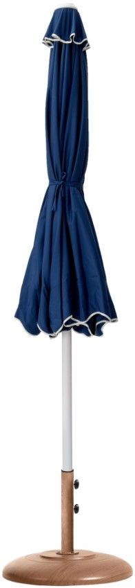 Meridian Furniture Amalfi Navy/Matte White/Teak Aluminum Outdoor Patio Umbrella and Round Base-1
