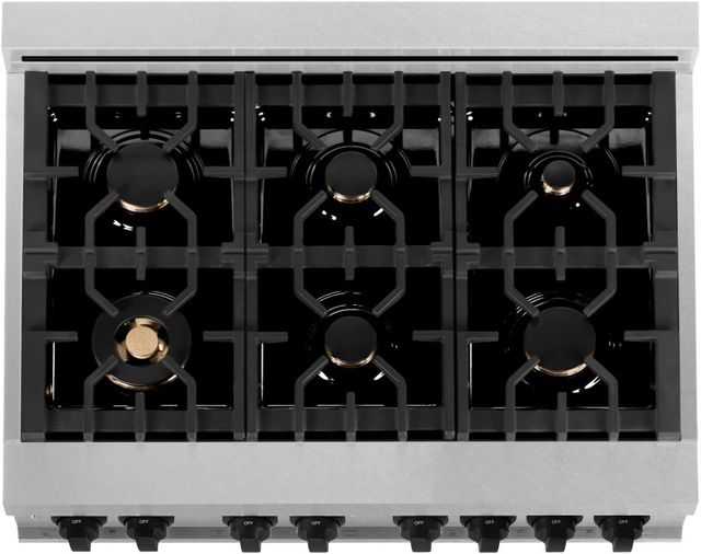 ZLINE Autograph Edition Legacy 36" Satin Stainless Steel Pro Style Dual Fuel Range with Matte Black Accents-3