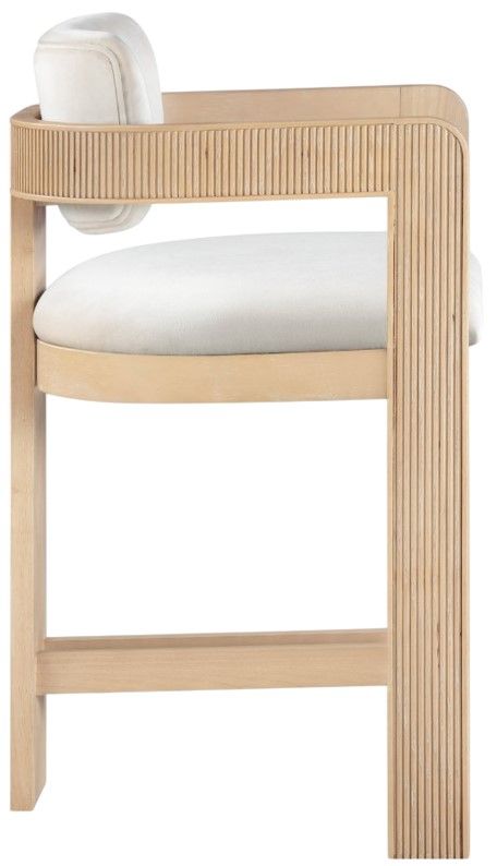 Meridian Furniture Sacha Cream/Natural Upholstered Counter Stool-3