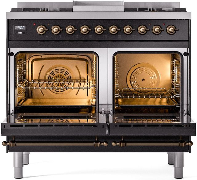 Ilve® Nostalgie II Series 40" Glossy Black Pro Style Dual Fuel Range-1