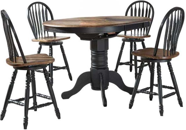 Liberty Furniture Carolina Crossing 5-Piece Antique Honey/Black Trestle Dining Set-0