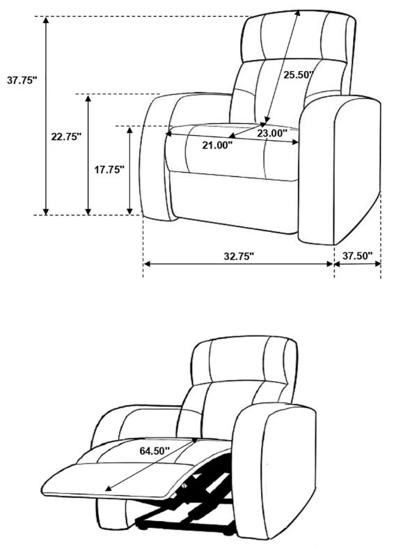 Coaster® Cyrus 7-Piece Black Manual Reclining Theater Seating-2