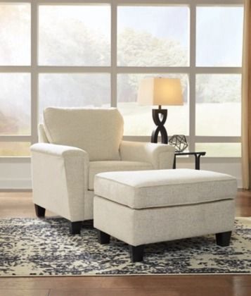 Signature Design by Ashley® Abinger 2-Piece Natural Chair and Ottoman Set-3