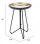 Zuo® Modern Foley Gold Accent Table with Black Metal Base-4