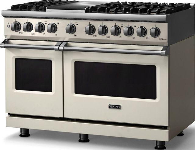 Viking® 5 Series 48" Pure White Pro Style Dual Fuel (NG) Range with Polished Chrome Trim-3