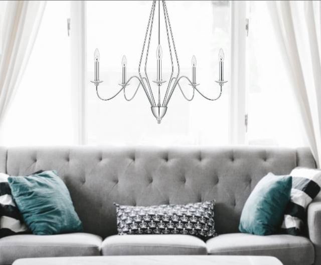 Cal® Lighting & Accessories Norwich 5-Light Chrome Metal Chandelier-1