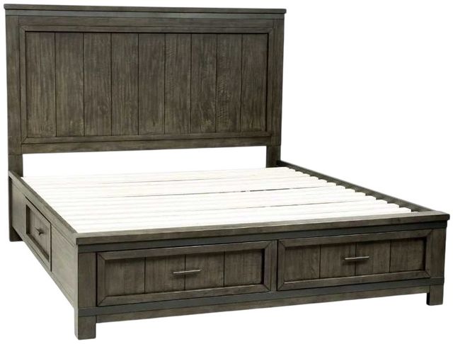 Liberty Furniture Thornwood Hills Rock Beaten Brown King 2-Sided Storage Panel Bed-0