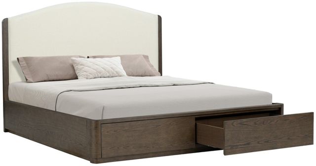 Flexsteel® Athens Chocolate Brown/Ivory King Upholstered Panel Storage Bed-3
