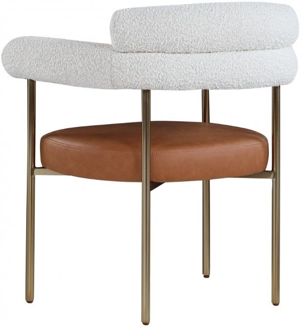 Meridian Furniture Blake Cognac/Brushed Brass Dining Arm Chair-3