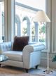 Cal® Lighting & Accessories Brushed Steel/Off-White Swing Arm Floor Lamp-1