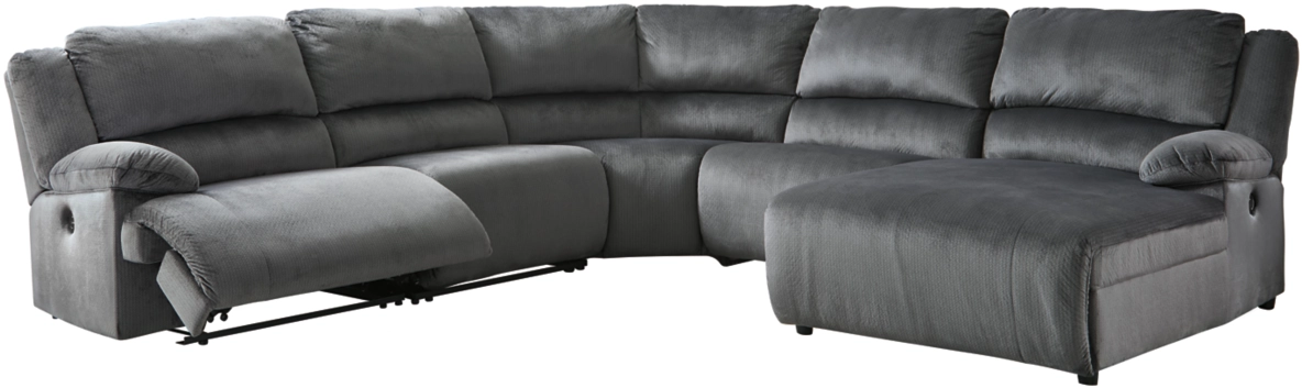 Signature Design by Ashley® Clonmel 5-Piece Charcoal Power Reclining Right-Arm Facing Sectional and Chaise