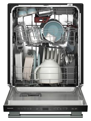 KitchenAid® 24" PrintShield™ Stainless Steel 360° Max Jets™ Third Rack Top Control Built-In Dishwasher with ProDry™ System Front view of the KitchenAid® 24" PrintShield™ Stainless Steel 360° Max Jets™ Third Rack Top Control Built-In Dishwasher with ProDry™ System