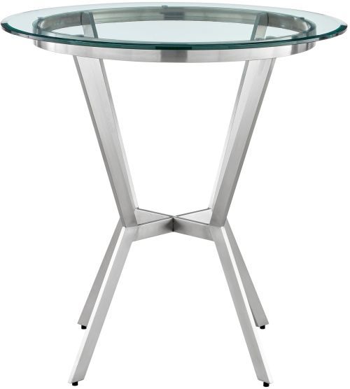 Armen Living Naomi and Lorin 5-Piece Brushed Stainless Steel/Clear/Gray Counter Dining Set-2