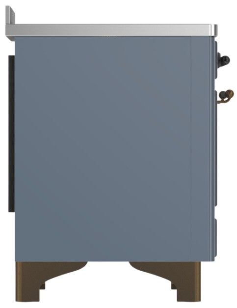 Ilve® Majestic III 48" Blue Gray Pro Style Induction Range with Solid Door and Burnished Trim-3