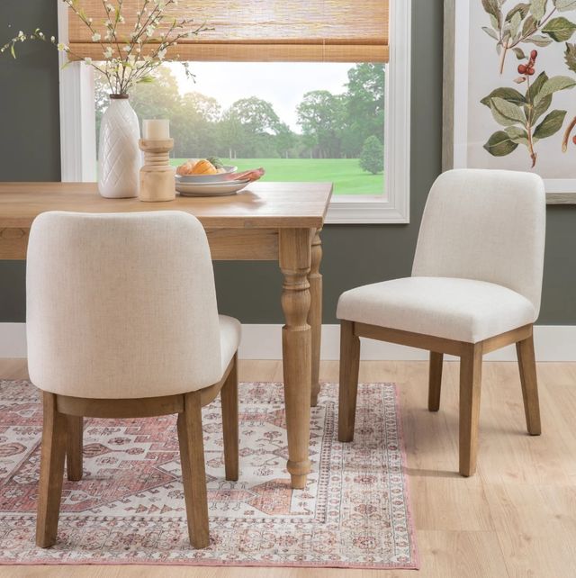 Linon Torres 2-Piece Cream/Natural Brown Upholstered Side Chair Set-1